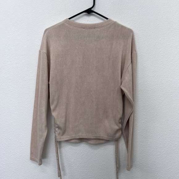 Zara cream long sleeve side strap womens blouse  Size: S - Picture 8 of 9